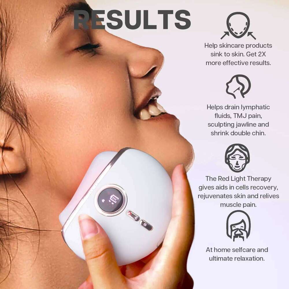 VRAIKO LED Device, Jade Stone Gua Sha Facial Tool With Heat And Vibration, Face Massager For Anti-Aging Wrinkles Puffine