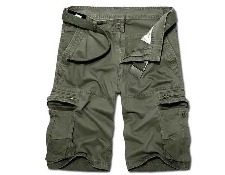 Mens New Cargo Shorts Summer Men Green Cotton Shorts Men Loose Multi-pocket Shorts Homme Casual Bermuda Trousers Big Size W250621