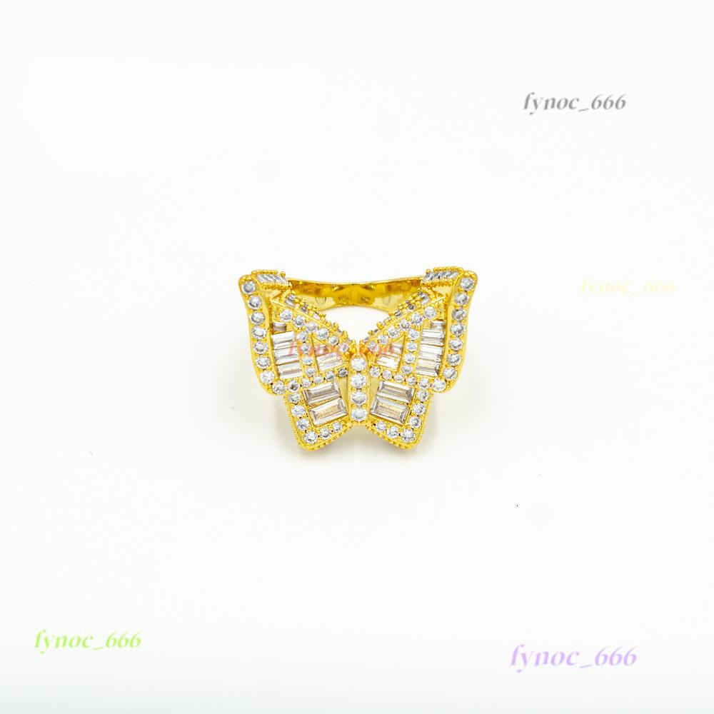 New Design Custom 925 Silver Vvs Mossiinate Butterfly Ring Pass Diamond Test Iced Out Emerald Cut Diamond Hip Hop Rings