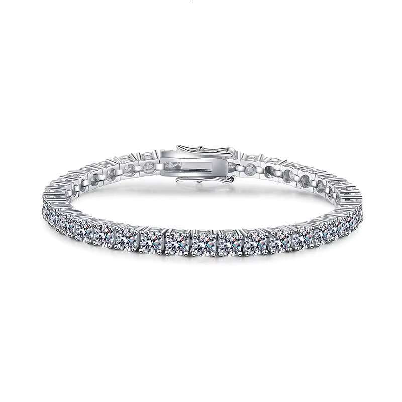 Hot Sale 925 Sterling Silver Moissanite Bracelet with Full diamond 3mm D Color Moissanite Wholesale