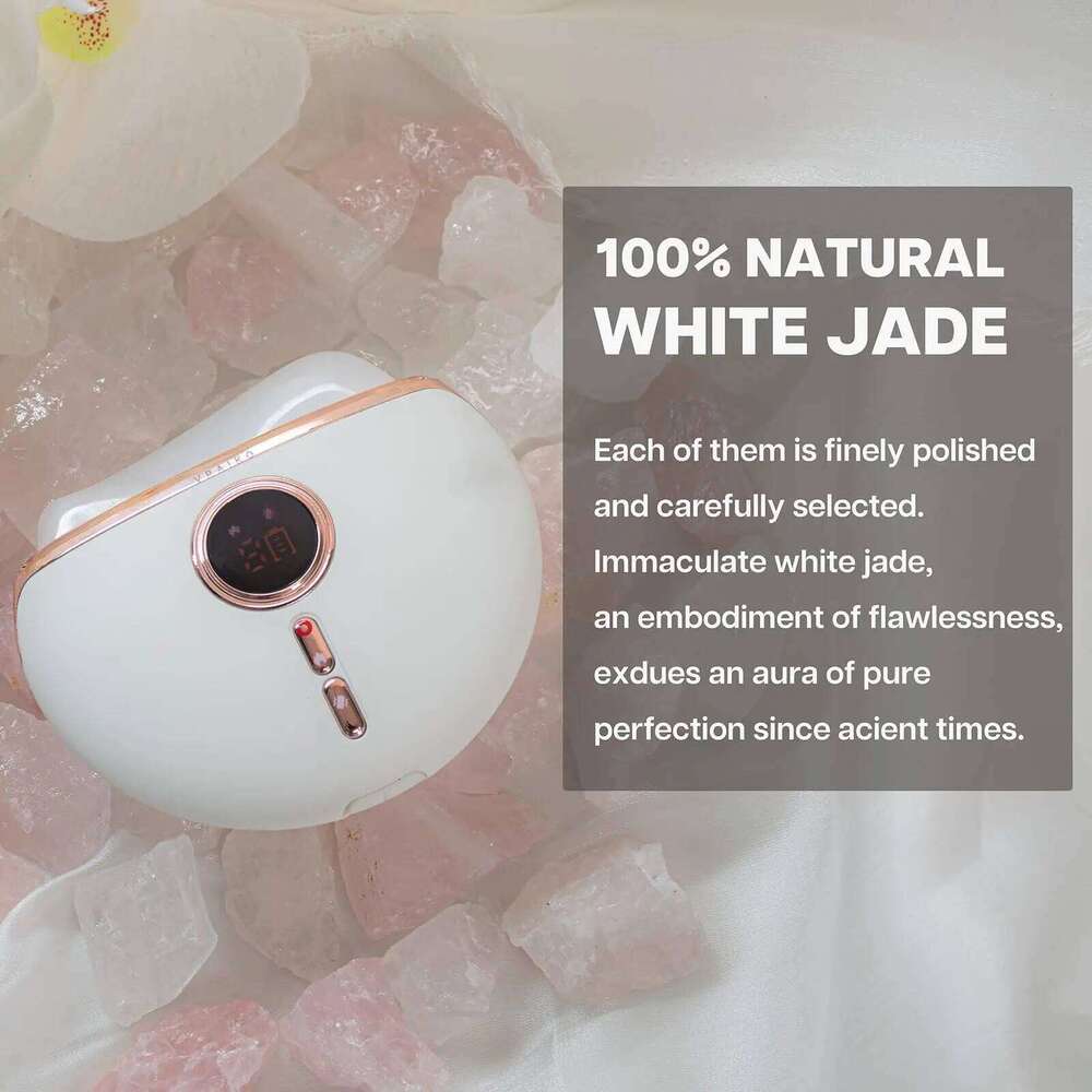 VRAIKO LED Device, Jade Stone Gua Sha Facial Tool With Heat And Vibration, Face Massager For Anti-Aging Wrinkles Puffine