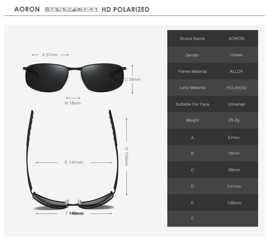 AORON Mens Polarized Sunglasses for Sports Rectangle Mirror Sunglasses Men Alloy Frame UV400 Sun Glasses Eyewear W250621