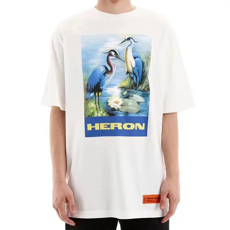T-shirt Printing Oil Painting HP Heron Men Women with The Same Style European American Short Sleeves