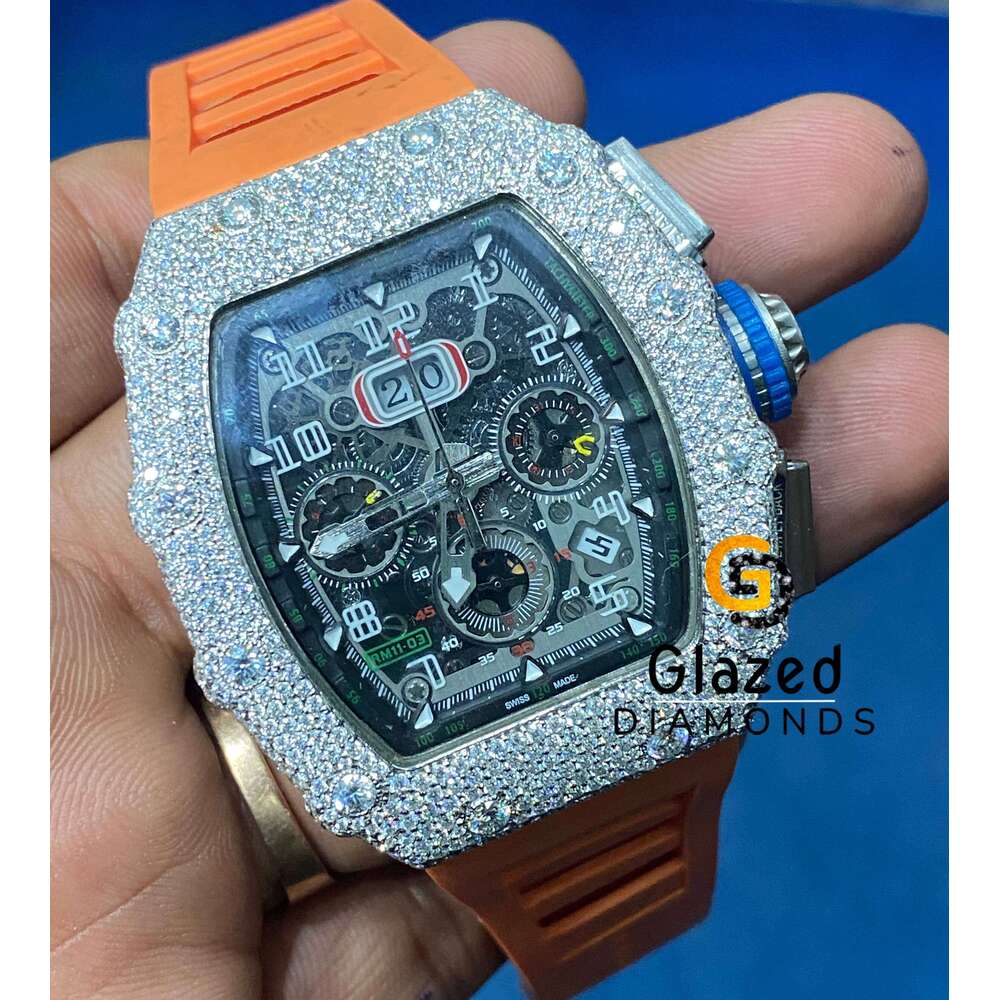 Handmade Hip Hop Moissanite Diamond, Elegant Jewelry with Vvs Clarity, Fashion Wristwatch for Men