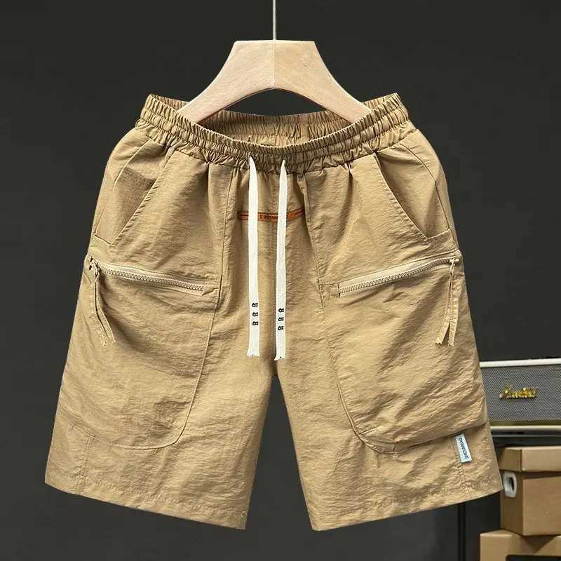 Male Short Pants Quickly Do with Draw String Elastic Waist Mens Cargo Shorts Purple Solid Streetwear Comfortable Nylon Casual W250705