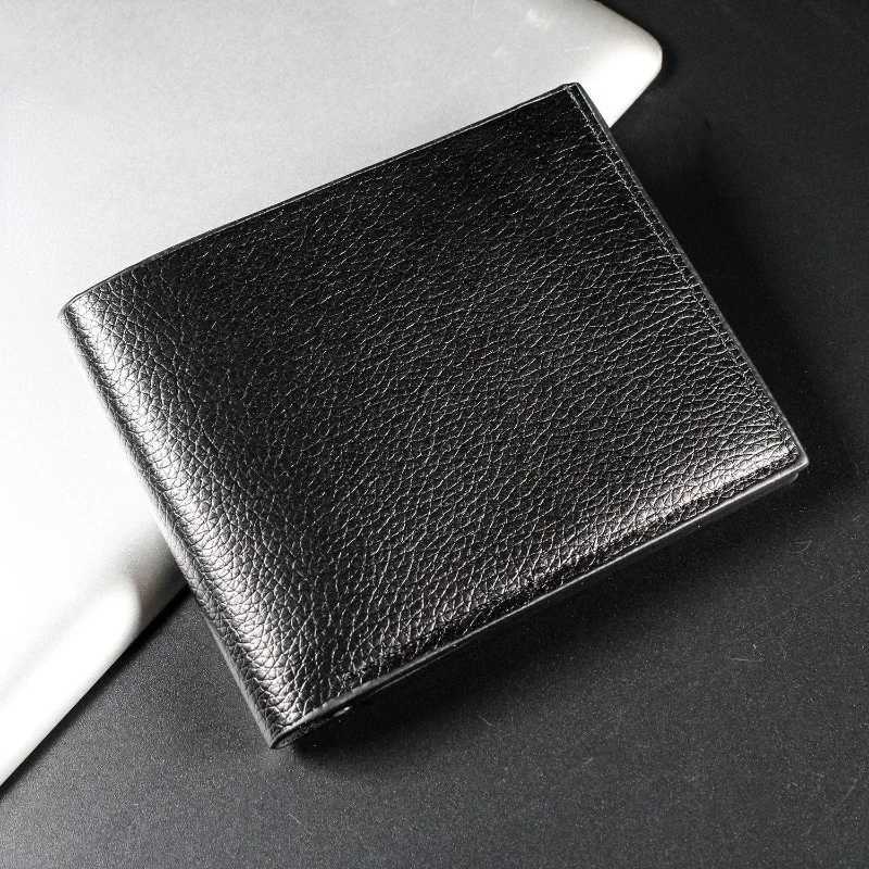 Mens Black Card Wallet Short Business Card Case Ultra-thin Soft Wallet New Pu Leather Lychee Grain Mini Wallet Z250621