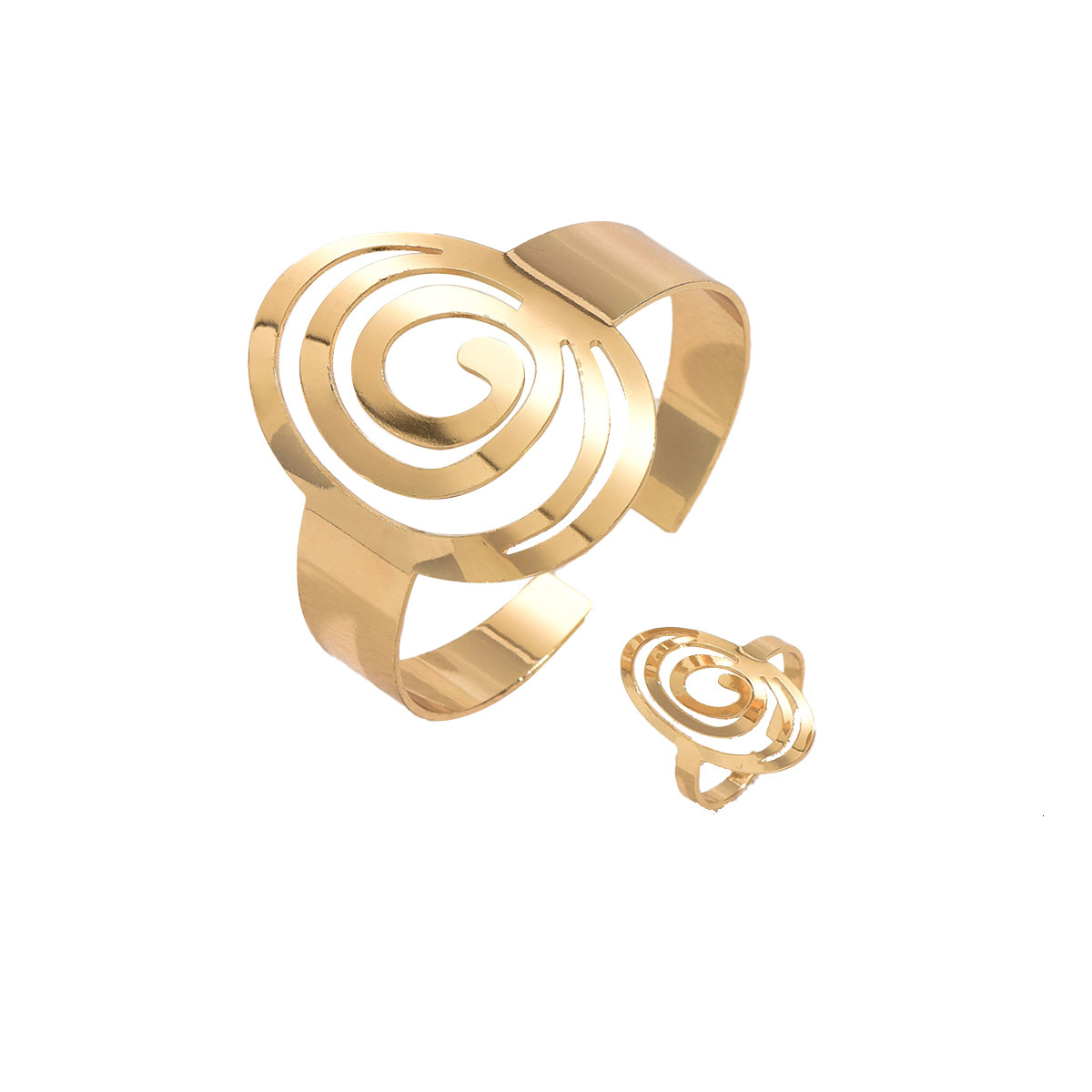 Style Women's Bracelet Set Personality Hlow Design Bangle Versatile Open Finger Ring
