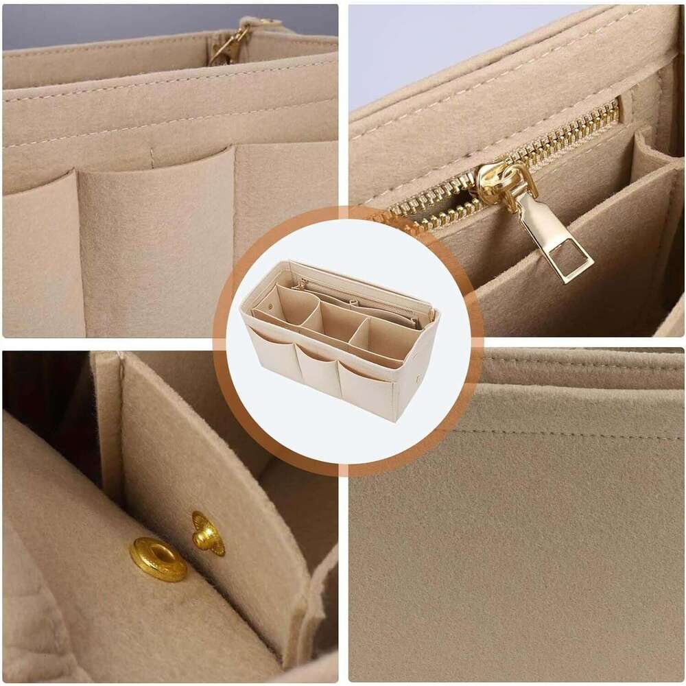 Felt Makeup Organizer Handbag Inner Bag Medium Khaki