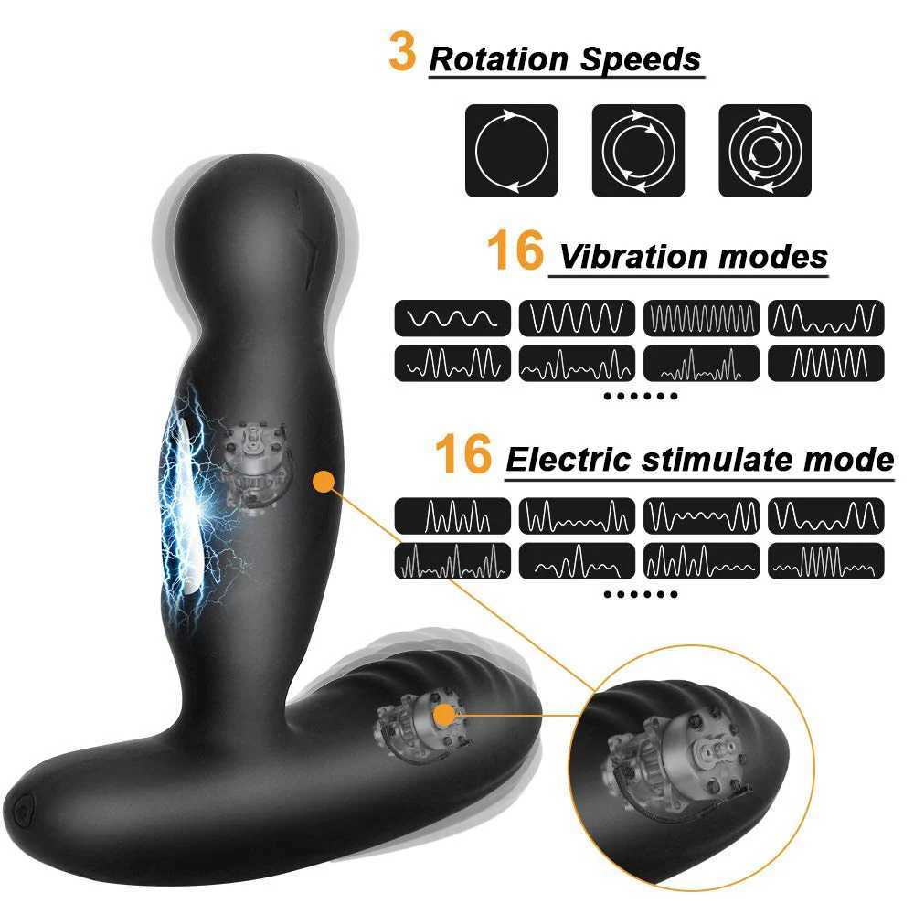 Electric Shock Pulse Man Prostate Massage Vibrators Sex Toy For Men Wireless Rotation Male Anal Butt Plug Stimulator Masturbator W250621