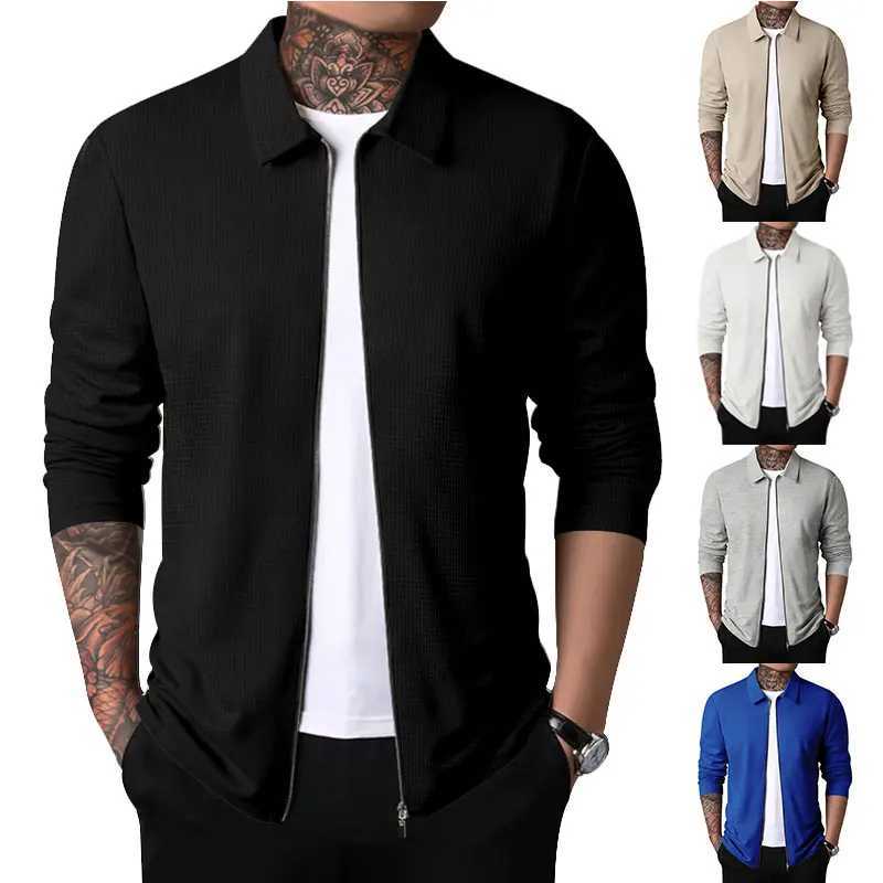 2024 Spring And Autumn Fashion Jacket Mens Business Casual Long Sleeve Lapel Windproof Zipper Jacket Mens Clothing XJ250621
