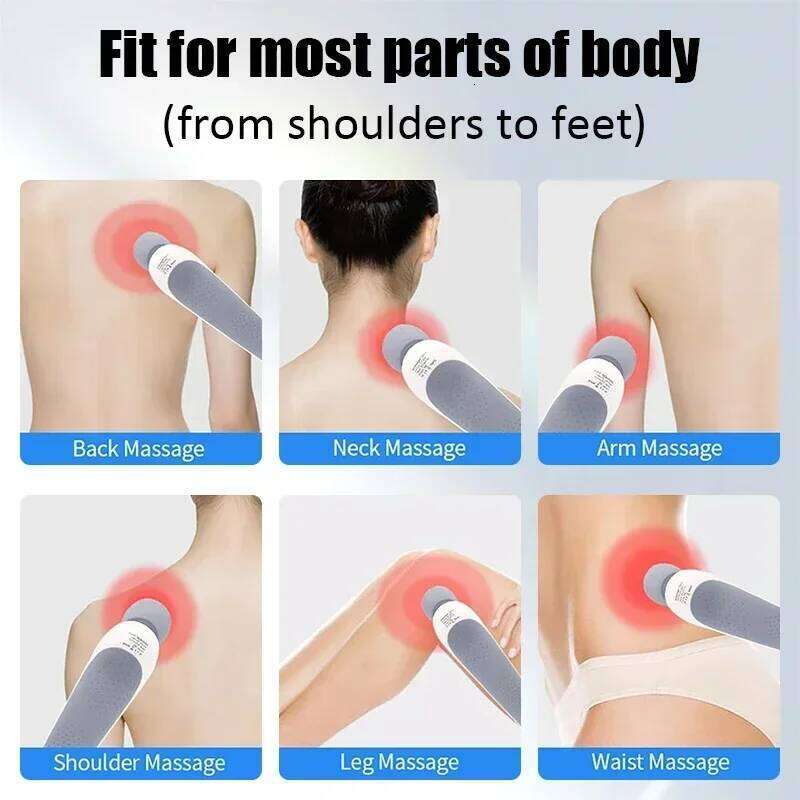 5 Strength Adjustable Wand Vibrating Kneading Body Cervical Shoulder Neck Massage Relax Handheld Waterproof Rechargeable