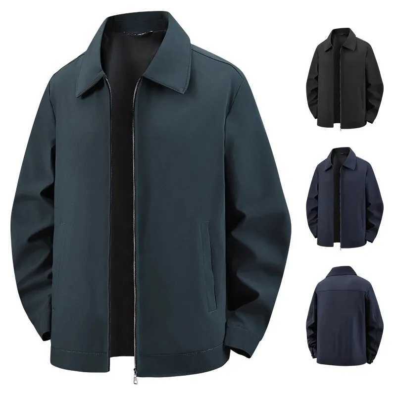 Jacket Solid Color Business New Mens Fashion Slim Dad Casual Gentleman Middle-aged and Elderly Lapel Coat British Style XJ250621