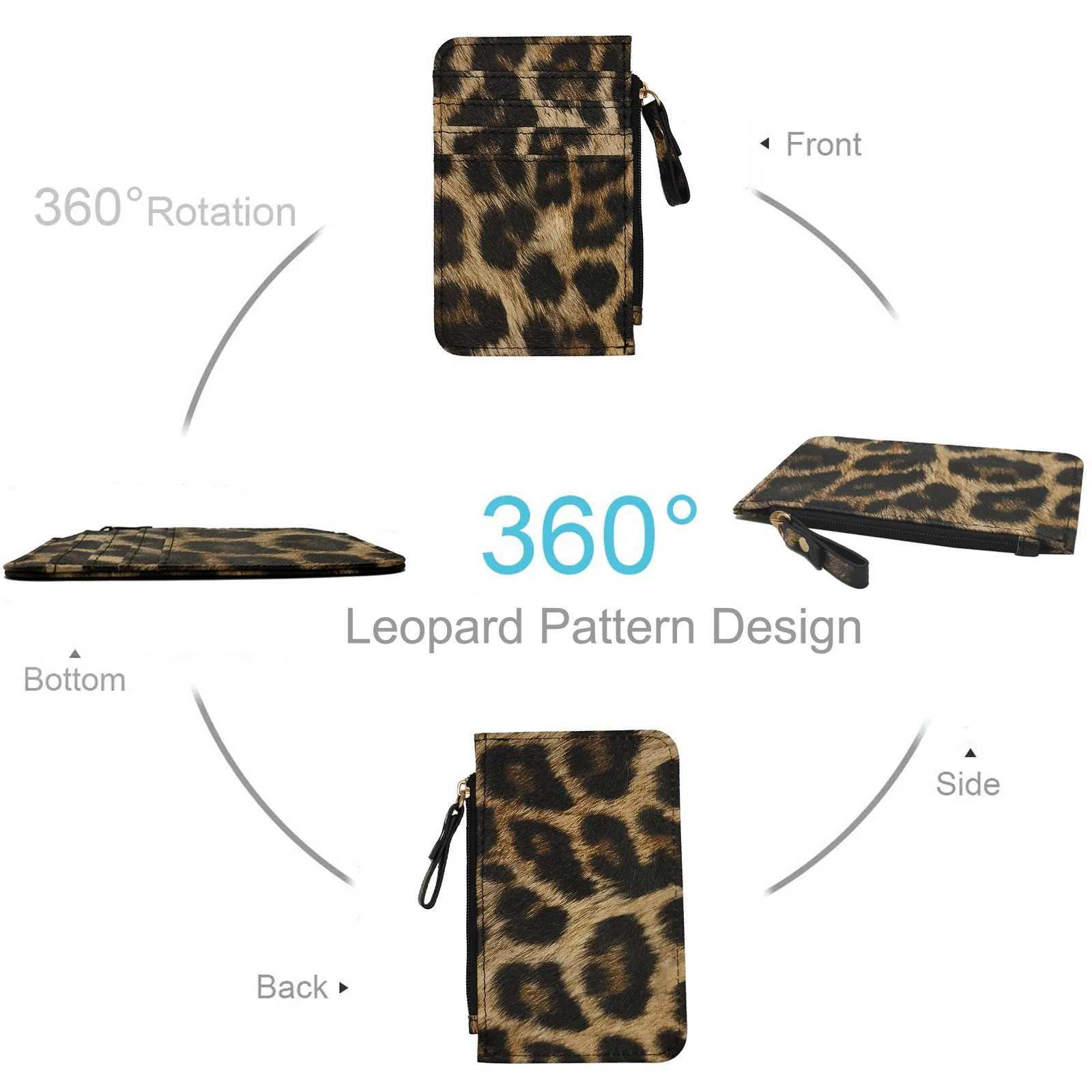 New Leopard Pattern Leather Slim Card Wallet For Women Men Small Zipper Coin Purse Business Holder Bag Nice Gifts Z250621