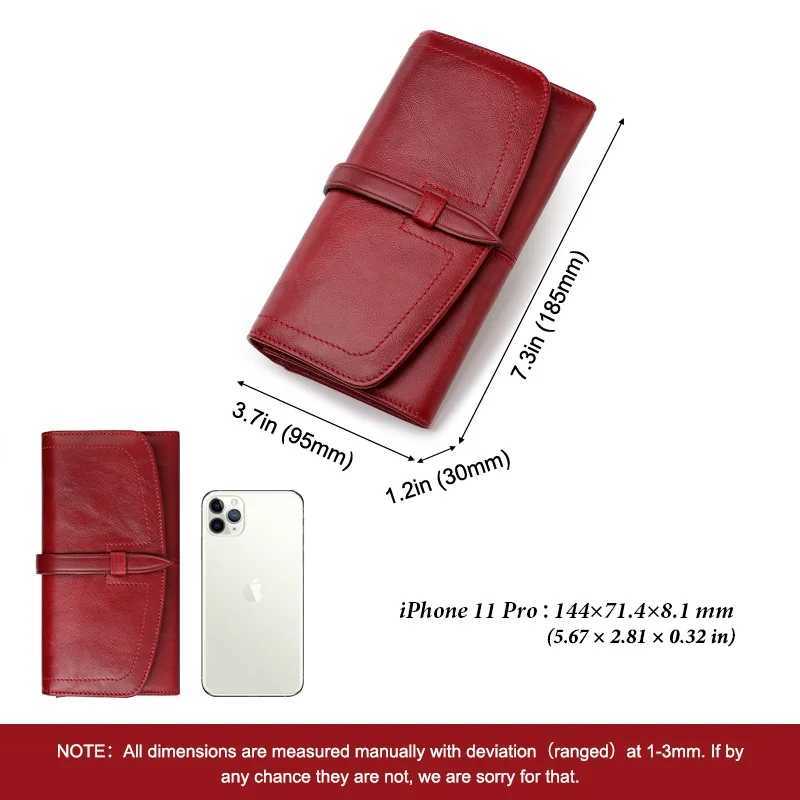 HUMERPAUL Womens Wallet Genuine Leather Long Clutch Money Bag with Cell Phone Pocket Female Fashion Handbag Card Holder Purse Z250621