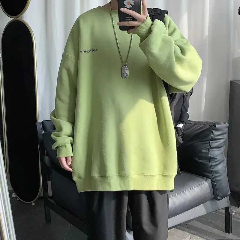 Mens Oversize Sweatshirt Loose Fit Round Neck Jacket Trendy Brand Top Casual Thin Autumn Season Clothing XJ250621
