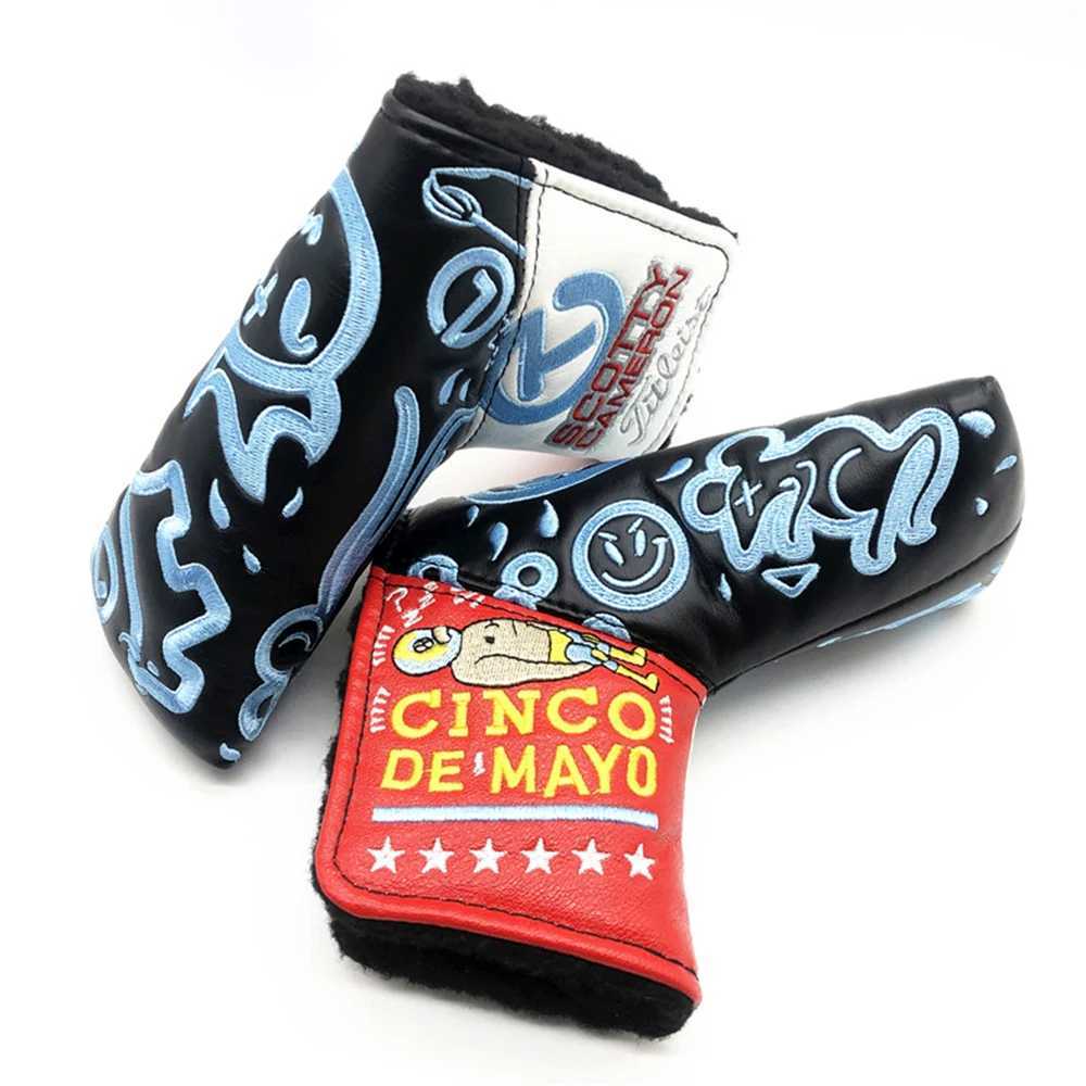 Golf Blade Putter Cover Elegant Embroidery Premium Leather Golf Blade Putter Headcover Putter Head Covers Y250620