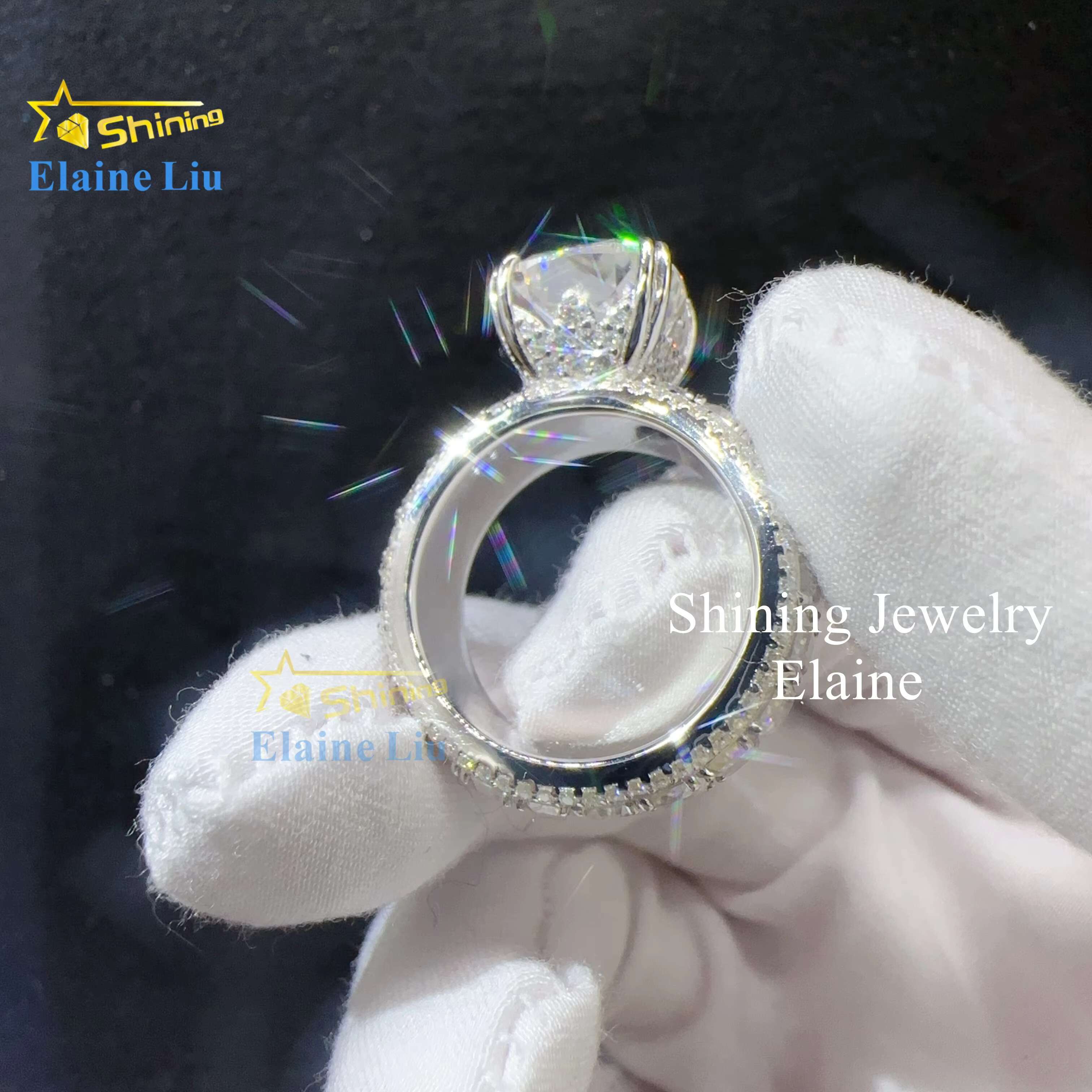 Gra Certificate Rings Jewelry Women Diamond Vvs Moissanite Sterling Silver Ring
