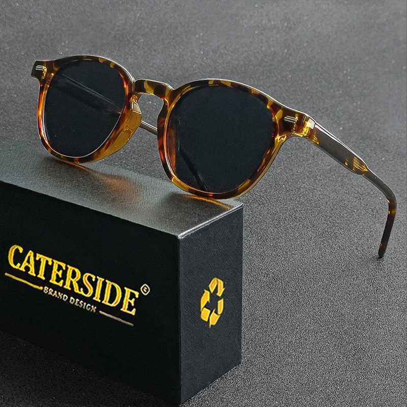 CATERSIDE Polarized Round Sunglasses Men TR Frame Core Insert Leg Sun Glasses Women Set Retro Driving Fishing Punk Eyewear UV400 W250621