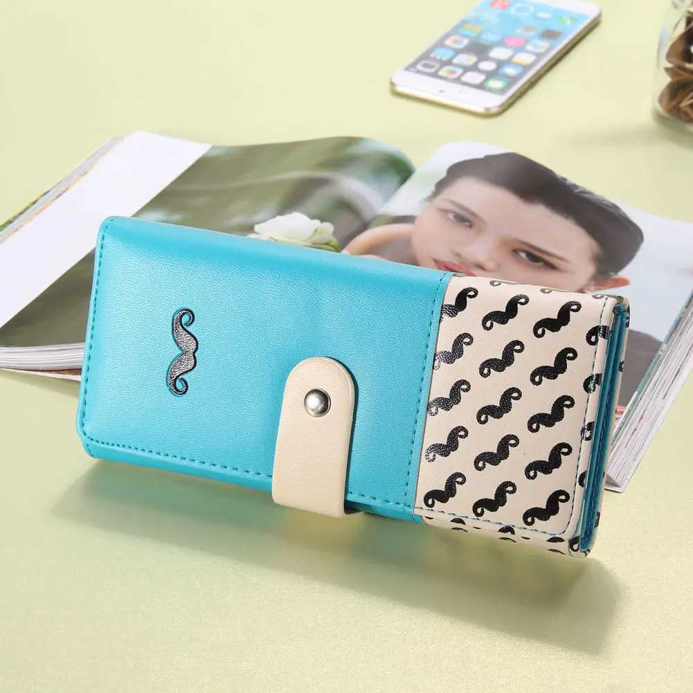Womens Fashion Beard Wallet PU Leather Long Purse ID Cards Holder Handbag For Best Gift Z250621