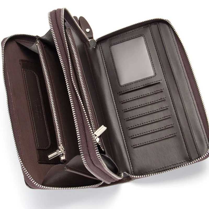 Mens Long PU Leather Clutch Wallet Large Capacity Business Double Zipper Card Holder Cellphone Handbag For Organization Z250621