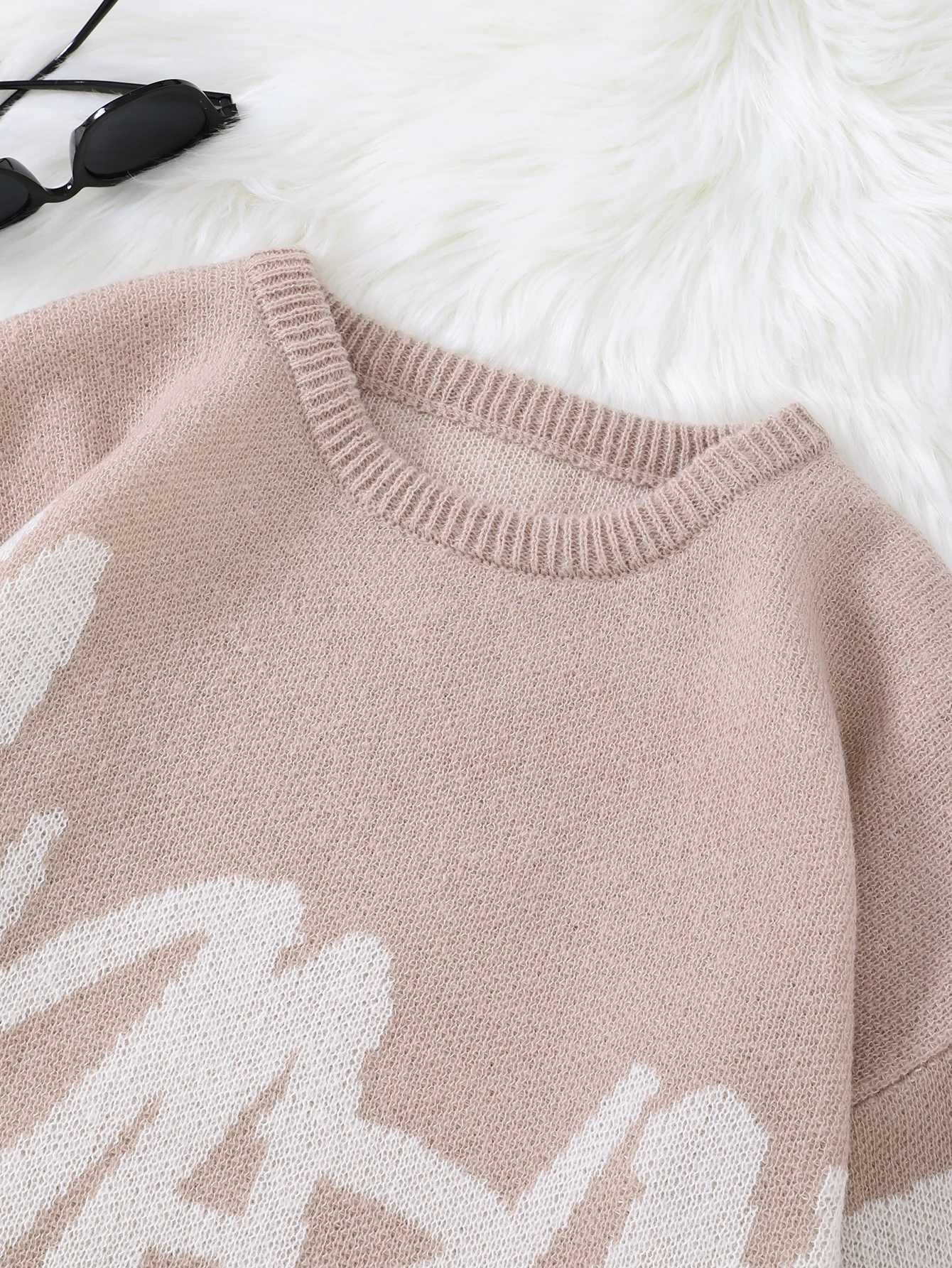 New Popular Spring Autumn Graffiti Jacquard Pattern Pullover Sweater Casual Round Neck Contrast Color Knitted Mens Pullover Z250621