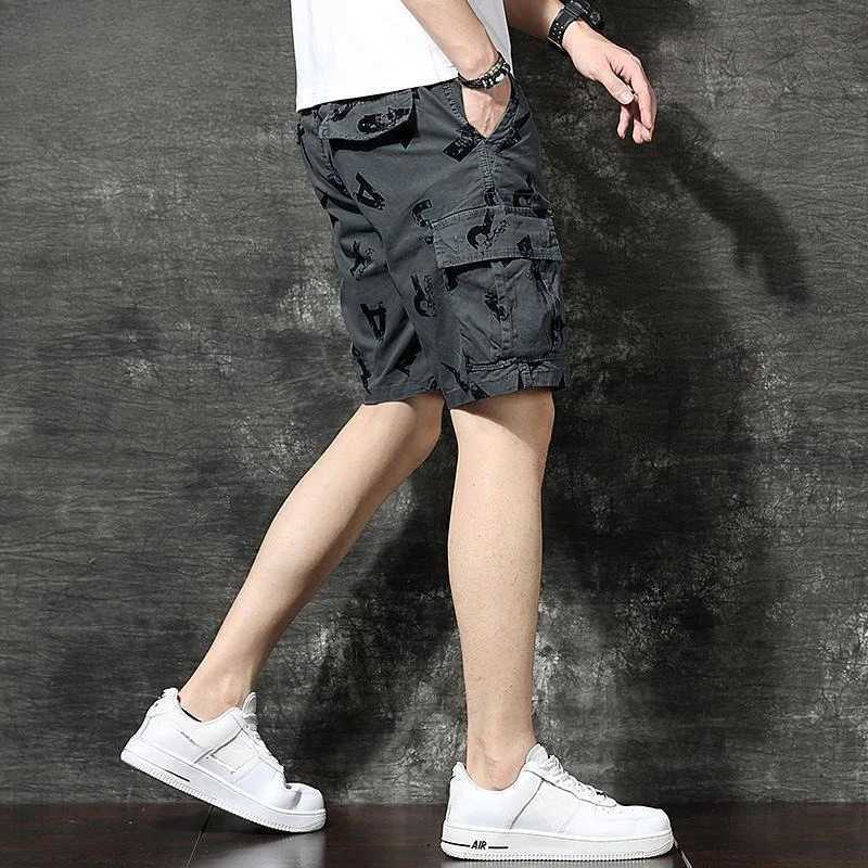 Short Pants for Men Baggy Printed Cotton Beautiful Mens Cargo Shorts Streetwear Harajuku Loose Jorts Clothes Elegant Clothing W250621