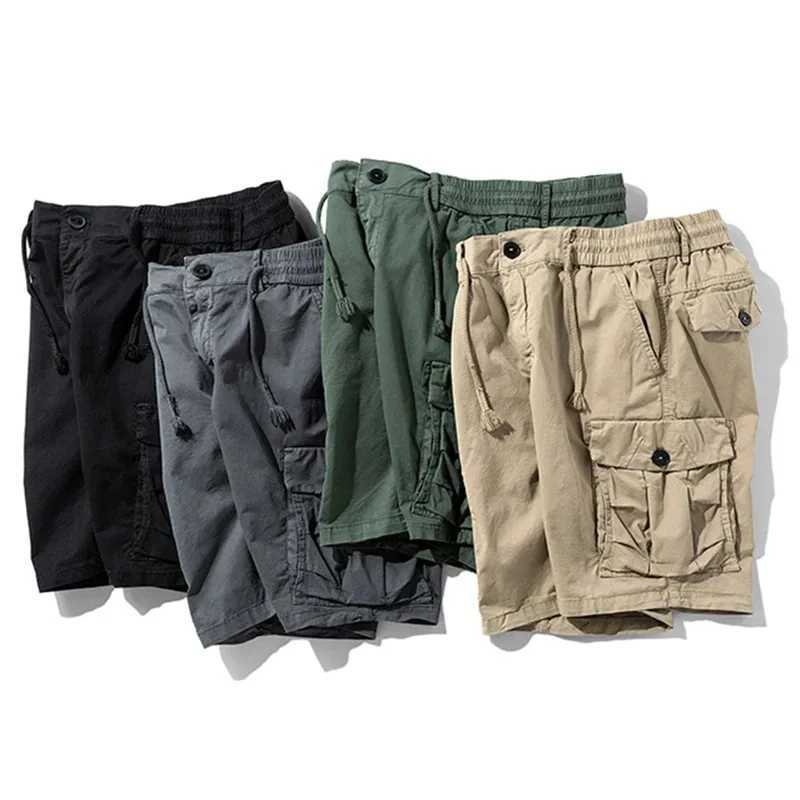 New Men Summer Brand Cotton Cargo Shorts Mens Classic Casual Multi-pocket Tactical Shorts Pants Elastic waist Jogger Shotrs Male W250621