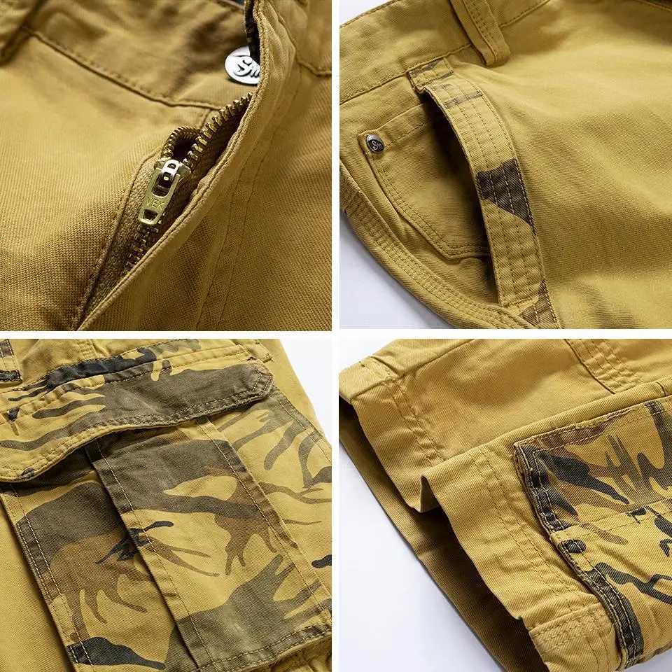 2025 Summer New Camouflage Tactical Cargo Shorts Men Khaki Jogger Military Cargo Shorts Men Cotton Casual Loose Men Shorts W250621