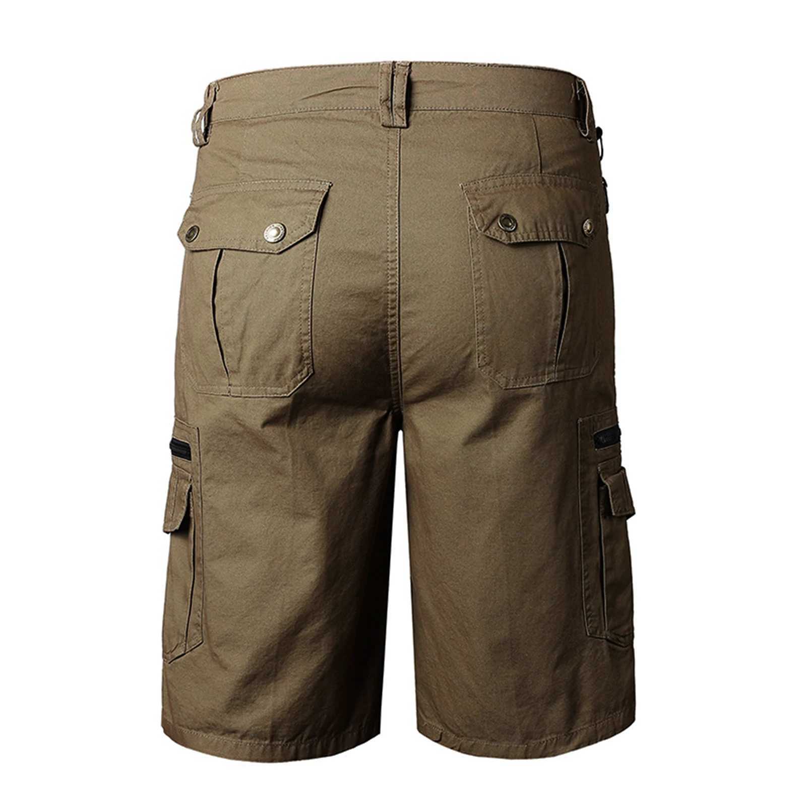 Trendy Drawstring Cotton Camouflage Print Multi Pockets Cargo Pants Loose Type Men Cropped Pants Daily Clothes W250621