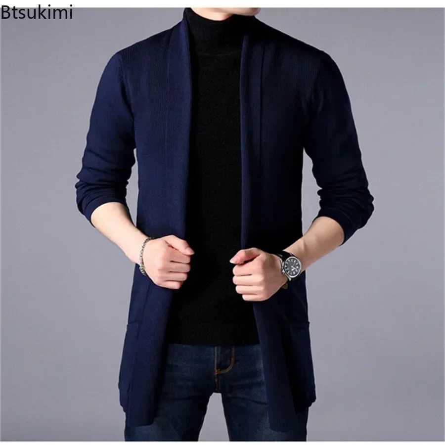 New 2025 Mens Spring Autumn Sweater Coats Cardigans Slim Fit Long Solid Knitted Jacket Male Casual Sweater Cardigan Coats S-4XL Z250621