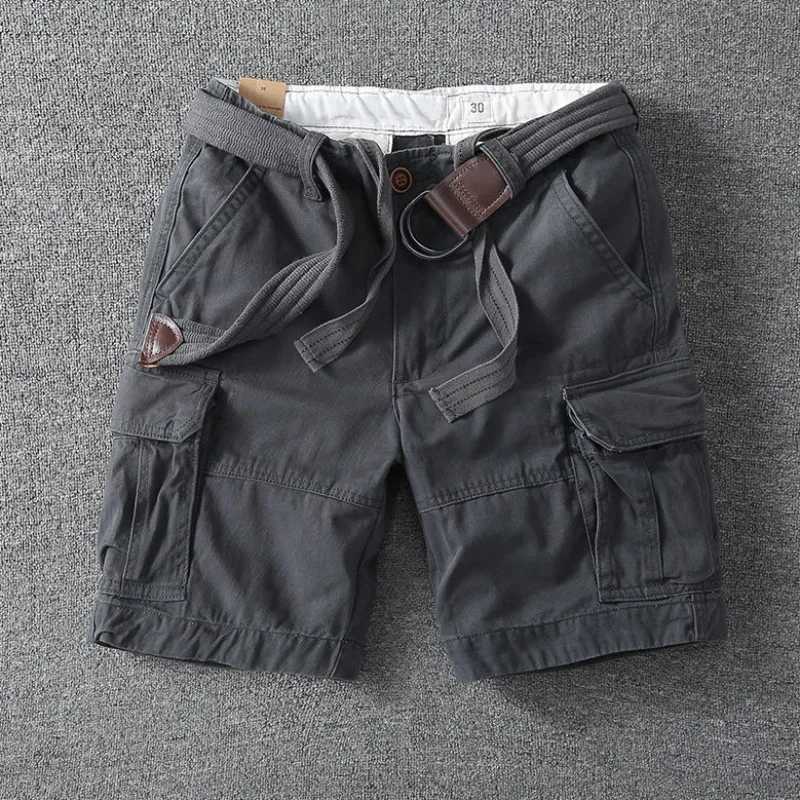 Mens Short Pants with Pockets Solid Baggy Cargo Shorts Vintage Y2k Nylon Streetwear Japanese Street Style Popular New In W250621