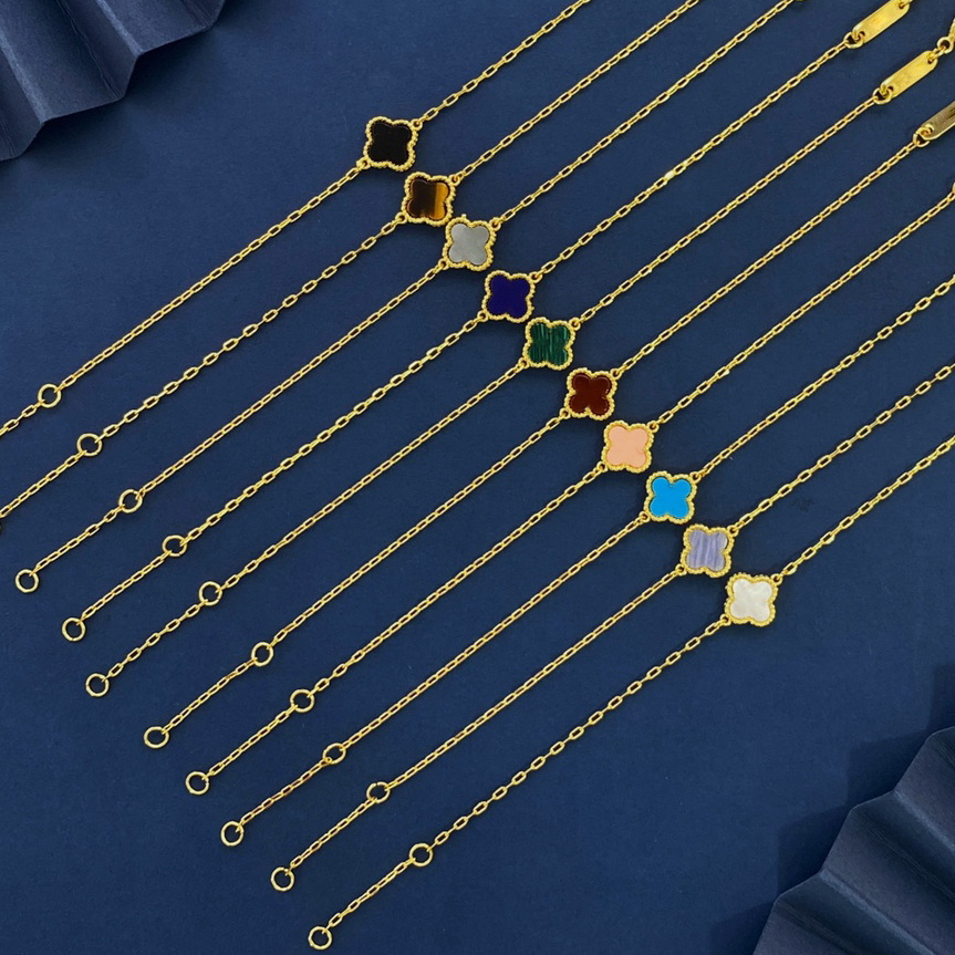 ADITA four leaf clover bangle Made of natural shells and natural agate Gold Plated 18K designer for woman European size crystal jewelry with box 027