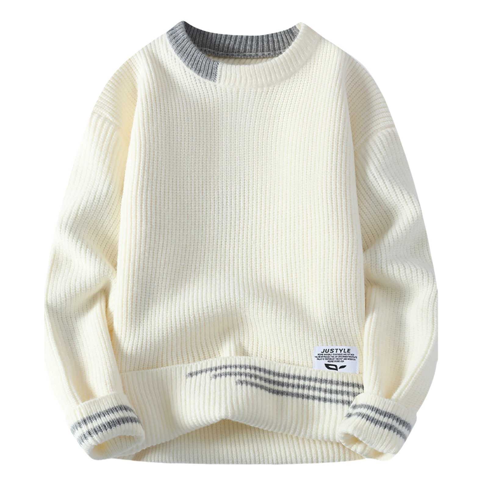 Men Retro Color Collision Twist Sweater Loose Fit Round Neck Knit Jumper Pullover Autumn Winter Casual 4 Colors Knitted Sweaters Z250621