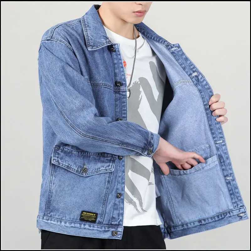 Mens Denim Jacket New Style Spring and Autumn Trendy Loose Large Size Versatile Fashion Brand Work Jacket Top Jacket XJ250621