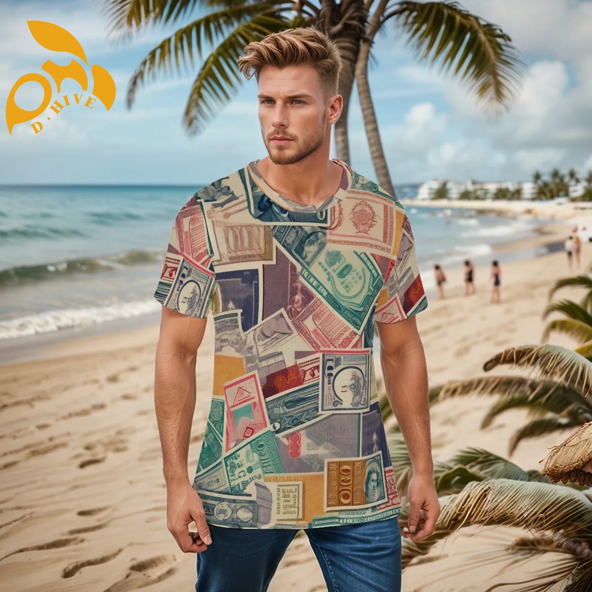 free shipping of customized fashionable American men's T-shirt with exquisite Round neck design High-quality fabric Refreshing