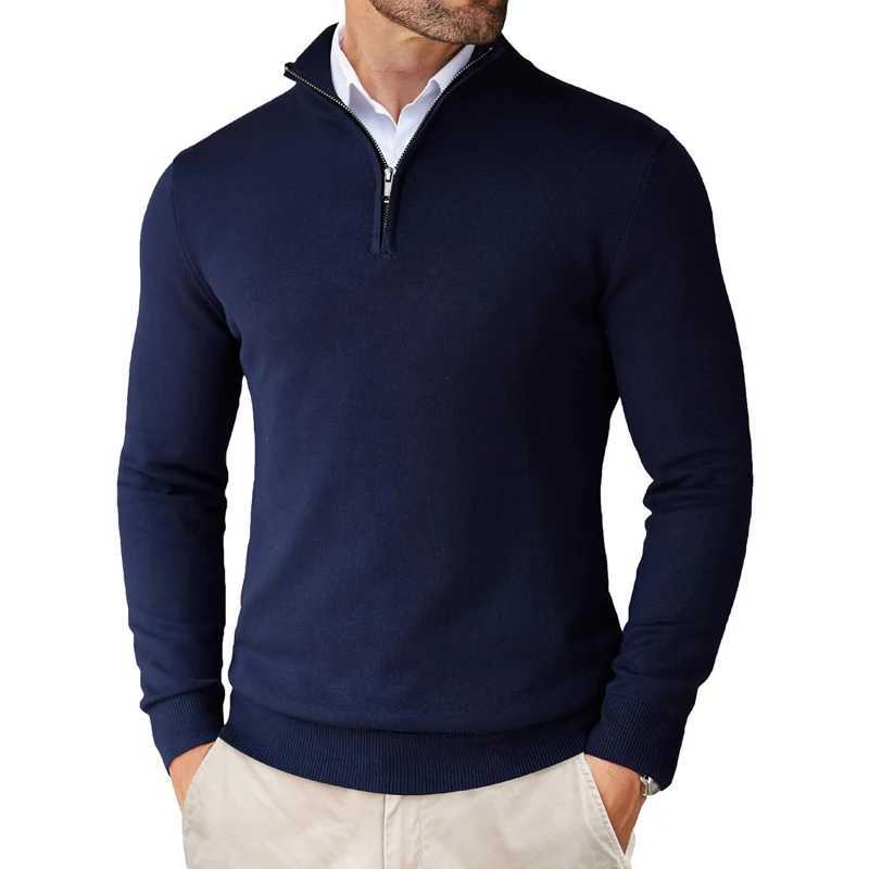 Mens Quarter Zip Up Sweaters Slim Fit Lightweight Mock Neck Pullover Casual Sweaters Half Turtleneck Knitted Outdoor Streetwear Z250621