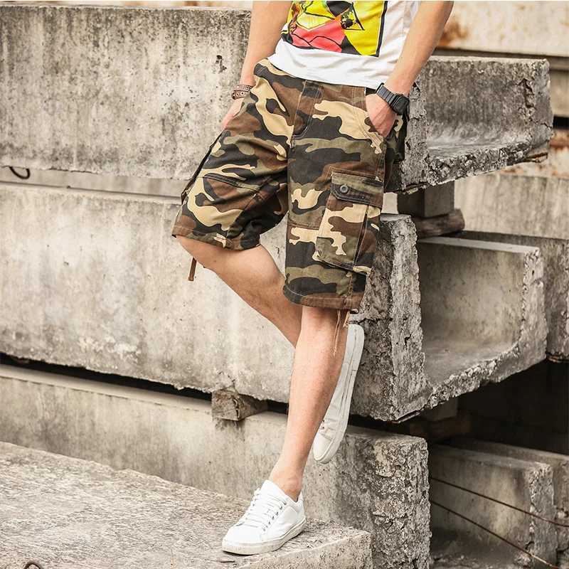 Mens Short Pants with Pockets Cotton Big Size Mens Bermuda Cargo Shorts Camouflage Jorts Comfortable Streetwear 2025 Fashion W250621