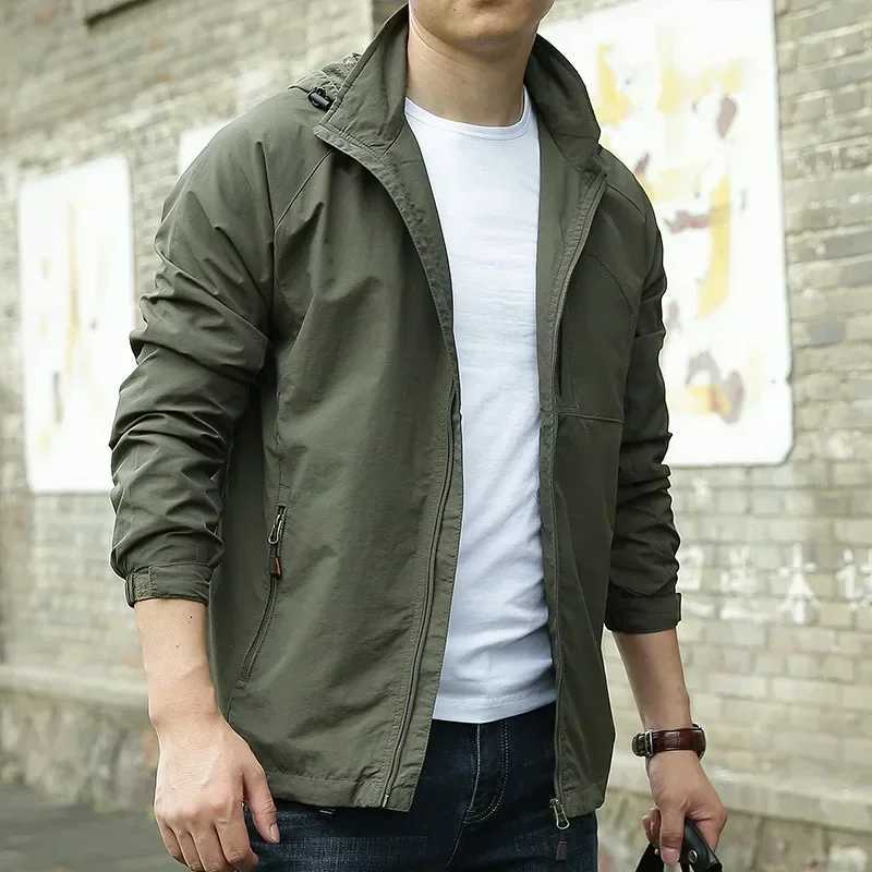 Loose Windbreaker Autumn New Casual Jacket Hiking Camping Jackets Waterproof Hooded Tactics Military Jacket Mens Outdoor Coat XJ250621