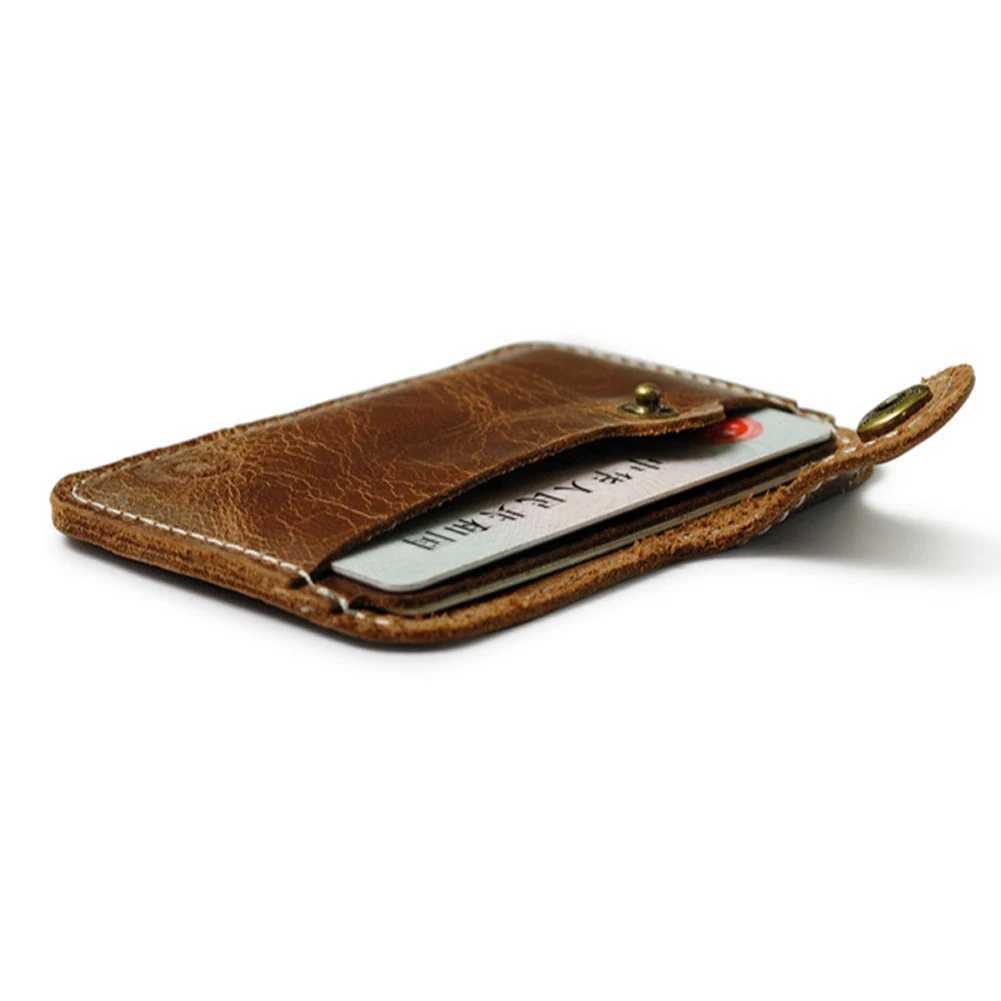 Vintage Leather Business Mini Holder For Men Women Convenient Small Wallet ID Cash Card Case Slim Coin Purse Z250621