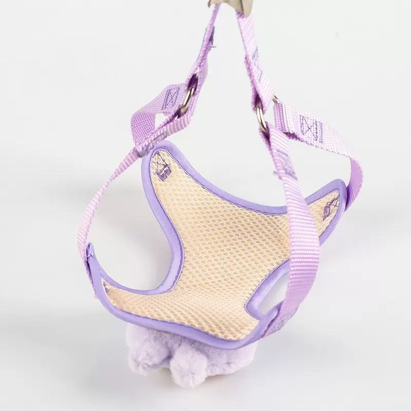 Labubu Dog Leash, Step-in Soft Mesh Puppy Vest with Cute Patterns and Doll Decorations, Breathable Pet Harness for
