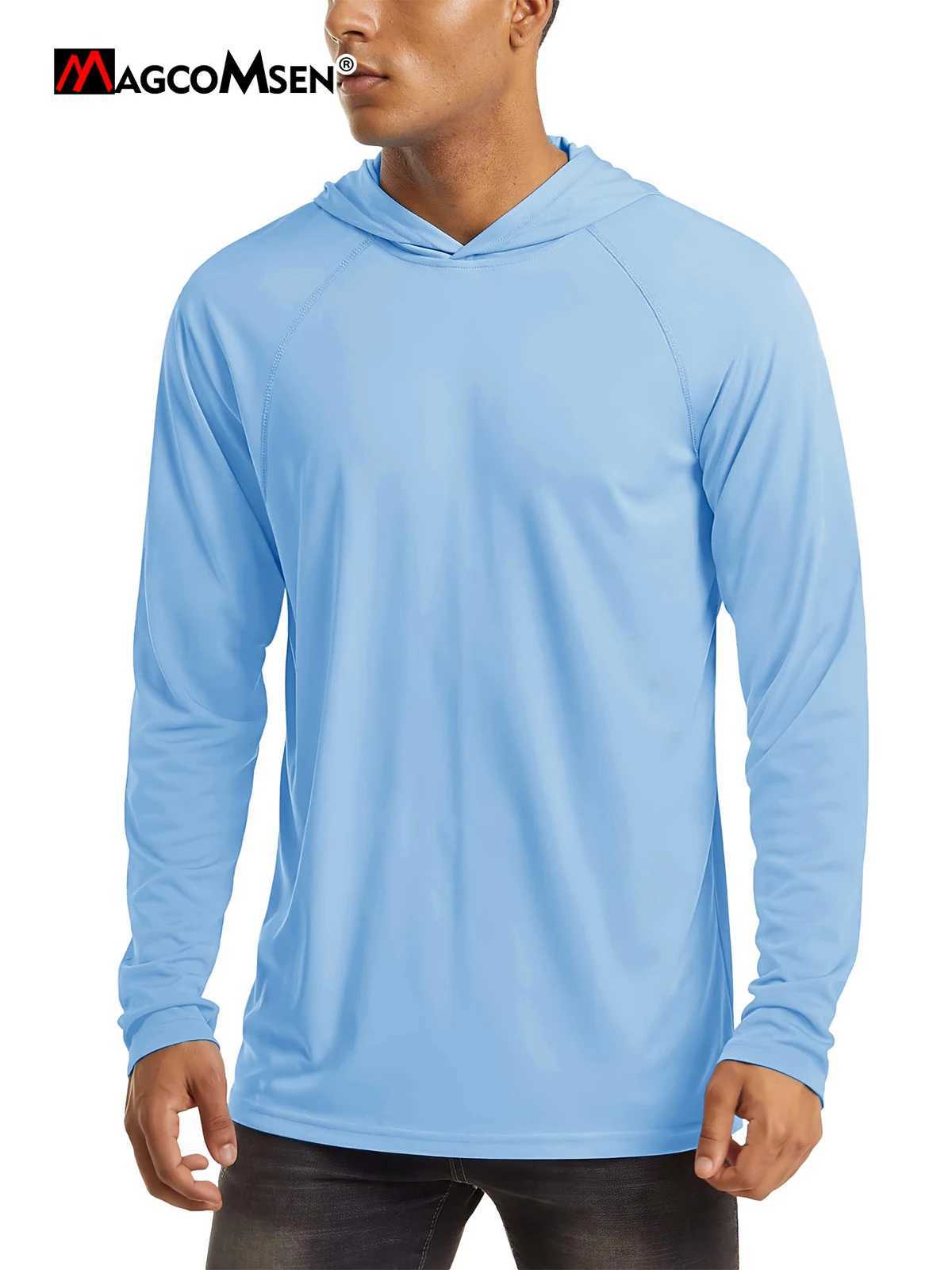 MAGCOMSEN Sun Protection T-shirts Mens Long Sleeve UPF 50+ Anti-UV Beach Summer Hoodie T-Shirts Quick Dry Multi Color RashguardXJ250621
