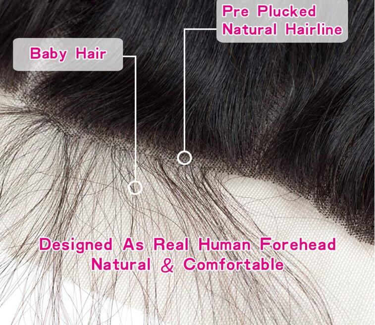 Transparent Straight 13x4 Lace Frontal Closures With Pre-plucked Hairline and Baby Hair Free Part 100% Unprocessed Virgin Human