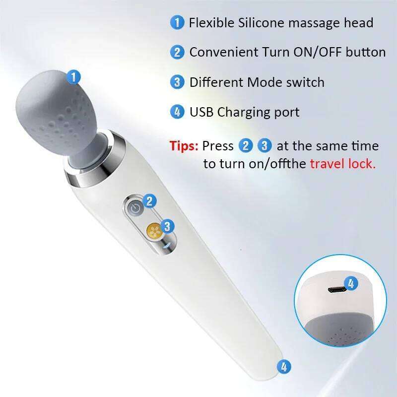 New Handheld Stick Electric Small Portable Vibrator USB Charging Shoulder And Neck Massager Mini Massage Gun