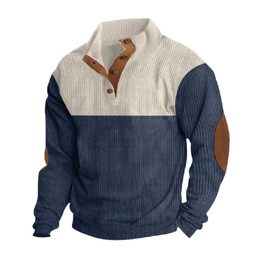 Spring And Autumn New Mens Stand Collar Coat Fashion Matching Color Pullover Hoodie Outdoor Casual ButtonsXJ250621