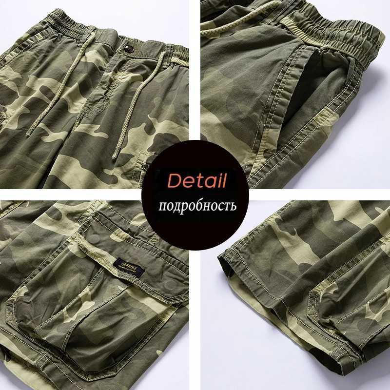 Summer Men Camouflage Cotton Cargo Shorts Mens Fashion Multi-pocket Casual Shorts Pants Outwear Breathable Joggers Shorts Male W250621