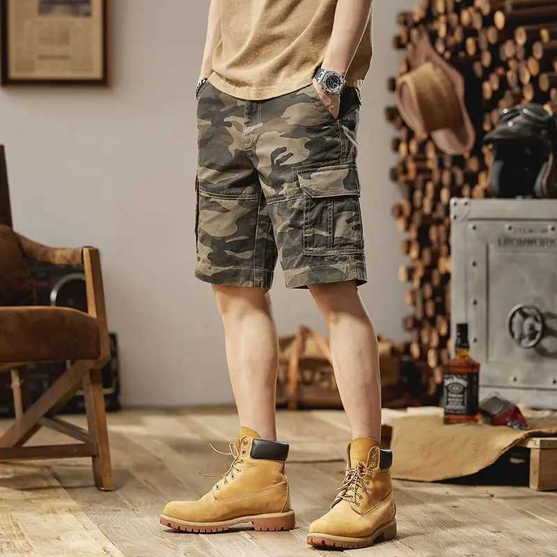 Short Pants for Men with Pockets Mens Cargo Shorts Baggy Camouflage Green Casual Clothes Luxury Elegant Nylon Comfortable Summer W250621