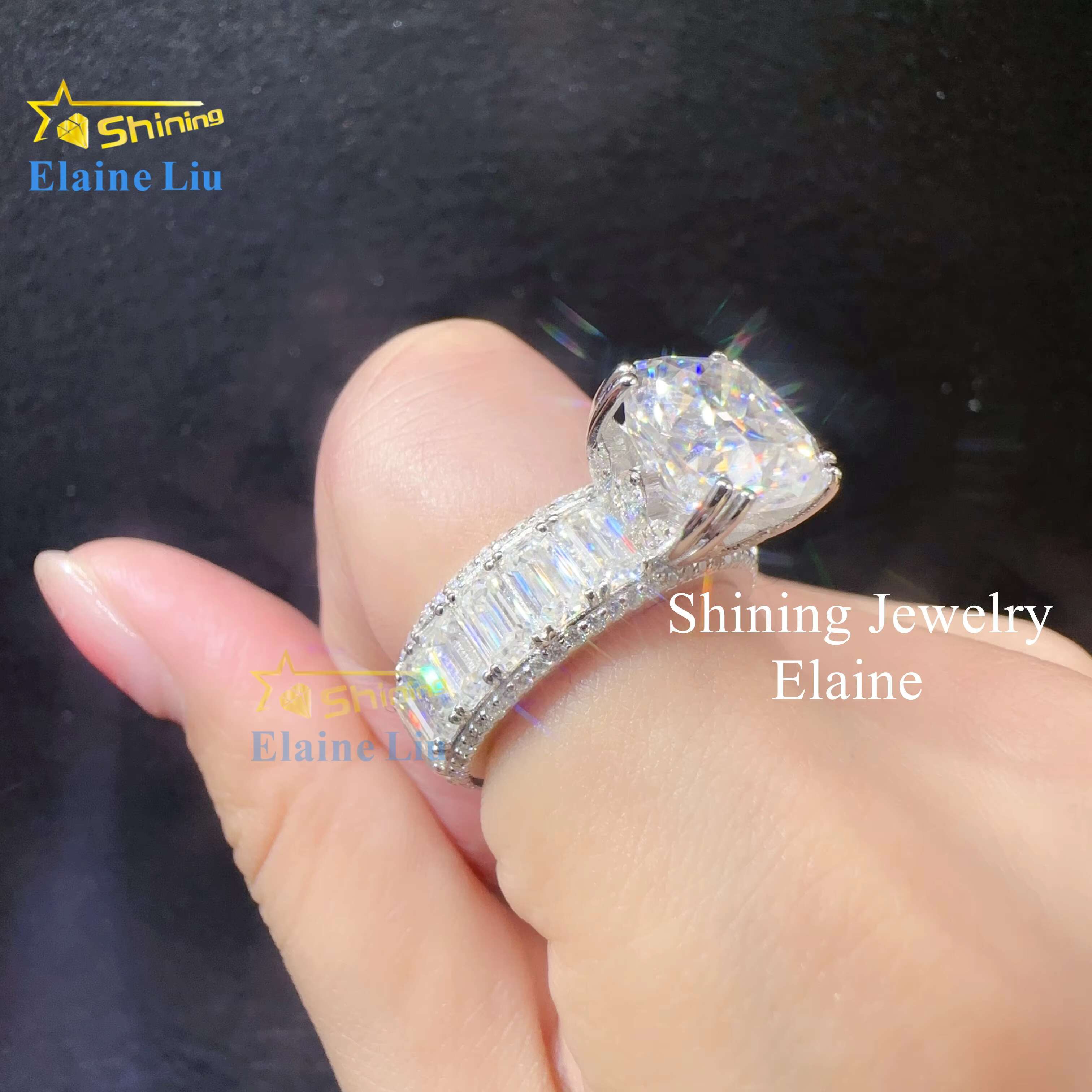 Gra Certificate Rings Jewelry Women Diamond Vvs Moissanite Sterling Silver Ring