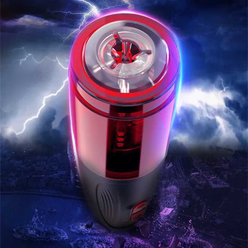 Electric Visible Penis Training Pump Male Masturbator Super Mileage Rotating Telescopic Cup Spiral Warming Realistic Channel Toy W250621