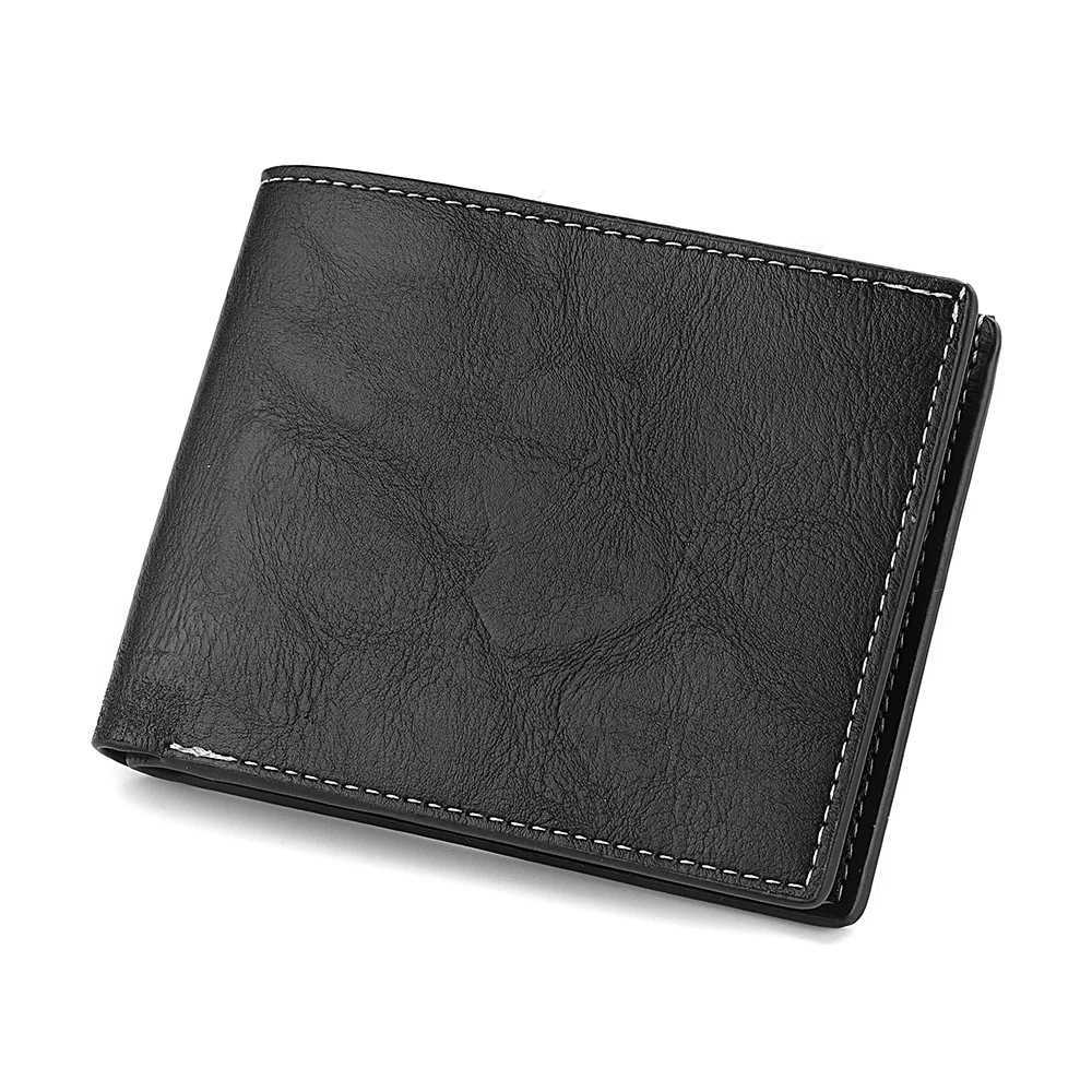 New Man PU Leather Wallet Business Card Holder Thin Business ID Holder Vintage Protection Bag Coin Wallet Z250621