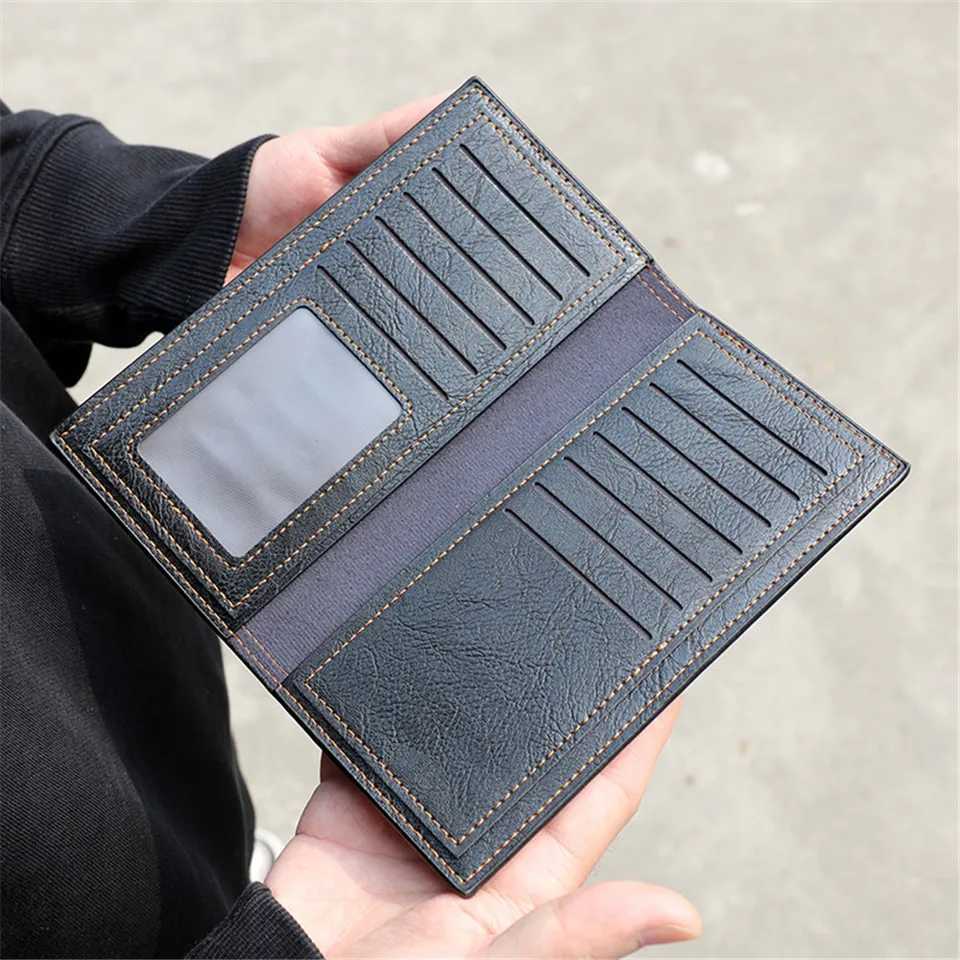 FAshion Men Wallets Long Pu Leather Vintage Thin Zipper Purse Man Holder High Quality Male Wallet Money Purses Z250621